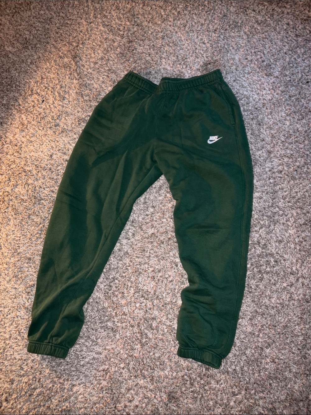 Nike Forest Green Fleece Joggers with White Swoosh